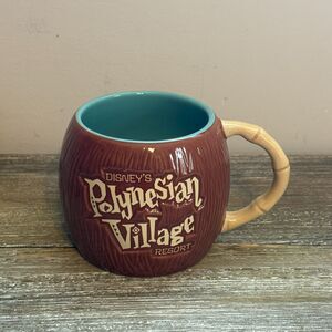 Disney's Polynesian Village Resort Mug Coffee Cup Ceramic Brown Bamboo Handle
